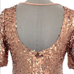 ARK & CO Rose Gold Sequin Bodycon Dress Size 4 Open Back Short Sleeve NWT