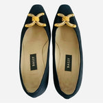 BALLY Vermont Navy Blue Leather Pumps Low Heels Bow Women’s Size 5