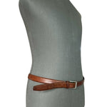 Men’s Brown Leather Belt with Silver Solid Brass Buckle Size XL