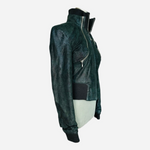 Armando Gomez Leather Windbreaker Vest Jacket Dark Blue M Italy 3-Way Style