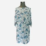 NWT Women’s Dress H&M White Blue Floral Dress Cold Shoulder Knot Sheath Dress
