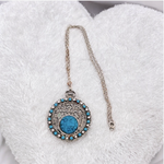 Blue Navajo Spiderweb Turquoise Pendant Necklace 20" Chain Women's G+ with Pouch