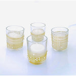Set of 4 Glass Tea Light Candle Holders with Tea Lights 2.5” Tall NWOT Clear