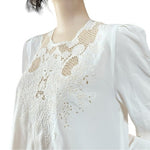 Vintage Montare San Marino Crochet Lace Blouse M Petite White Floral NWT Japan