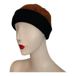 Women’s Genuine Leather Fur Beanie Winter Hat Brown Black Excellent One Size