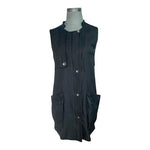 LeShop Women's Black Long Vest S Zip Front Sleeveless Cardigan Rayon Cotton VG