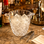 Bormioli Rocco Dedalo Star-Cut Crystal Ice Bucket with Tongs Italy NIB