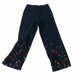 St John Collection Marie Gray Black Knit Wide Leg Pants Dragonfly Rhinestone S 8