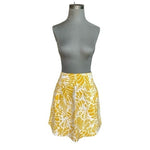 Ann Taylor LOFT Yellow White Leaf Print Linen Blend Mini Skirt Size 8
