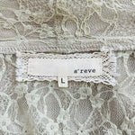 A'REVE Womens Asymmetrical Cardigan L Beige Lace Hook Front Open Duster Jacket