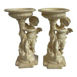 Angel Cherub Concrete Statue 11x7x5.5" Candle Holder Bird Feeder Water Bowl VG