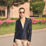 JULIEN LE ROY Grey Satin Lightweight Designer Blazer Size M Suit Jacket EXC