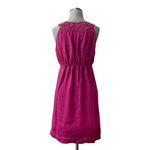 Studio M Womens Burgundy Purple Floral Embroidered Linen Knee Length Dress L EXC