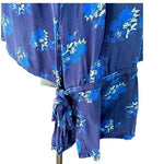 Treasure and Bond Blue Floral Viscose Button Down Long Sleeve Blouse Women M VG
