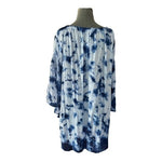 RAVIYA Ruffle Long Sleeve Blue Tie-Dye Crochet Lace Tunic Dress Size L Beach NWT