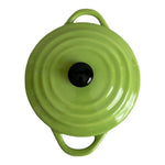 Mini Cocotte Pot Lid Green Glazed Stoneware Baker 5" Individual Oven Induction