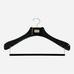 Luxury Suit Hanger Black Polished Wood Silver Plate ENZO Custom Clothes Hanger