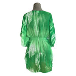 HIGHNESS Womens Swim Cover Up One Size Green White Sheer Tunic Beach Dress EXC
