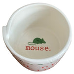 MUD PIE Ceramic Dip Cup Embossed Mouse Design 3" White Red Green Collectible
