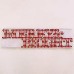 Merry & Bright Word Script Christmas Sign 9.5x2.5 Red Wood Cutout Holiday Decor