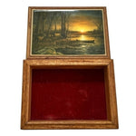 Vintage Terry Redlin Morning Glow Wood Jewelry Box 6.5x5x2" Enamel Velvet Lined