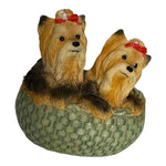 Dog Mate Cute Puppies Figurine Two Yorkie Puppies in a Basket Sculpture Statue