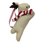 Handmade Knitted Reindeer Christmas Ornament 5.5" Polyester Stuffed Tree Decor