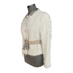 Maria Grazia Severi Wool Blend Blazer Beige Brown Bow Detail Jacket IT 44 US M