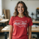 Made Here Cross Country Women’s T-Shirt Heather Strawberry White Cotton Tee L