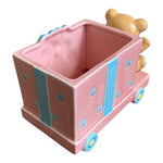 Vintage Teddy Bear Nursery Planter 9x4x6" Pink Blue Japan Porcelain Flower Pot