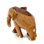 Hand Carved Tan Wood Elephant Statue 4" Artisan Figurine Home Decor Imported VG