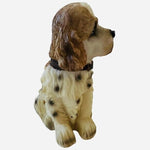 Dog Mate Sitting Cocker Spaniel Puppy Figurine Resin Statue 7" White Tan Black