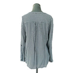 DALIA Women's Black White Geometric Print Blouse Size M Long Sleeve Rayon V-Neck