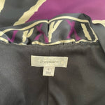 DRESSBARN Women’s Black Purple Tan Geometric Print Sheath Dress Size 8 Excellent