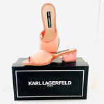 NIB KARL LAGERFELD Paris Coral Transparent Slip-On Block Heel Sandals Size 6