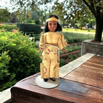 Vintage Native American Indian Girl Doll 8" Beaded Leather Handmade Blink Eyes