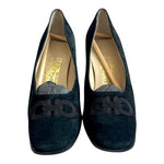 Salvatore Ferragamo Black Suede Leather Pumps Loafers Women’s Heels Size 7 AAA