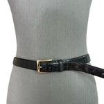 Men’s Belt JOS. A. BANK Black Croco Pattern Genuine Italian Leather Gold Buckle