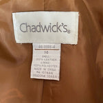 Vintage Chadwick's Suede Leather Jacket 14 Brown Button-Up Blazer 100% Suede VG