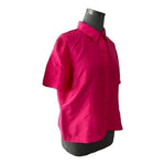 Kathy Ireland Women's Magenta Pink Silk Blouse XL Short Sleeve Button Front VG