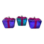 Pier 1 Gift Christmas Ornament Set 4" Polka Dot Glitter Pink Purple Gold Green