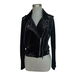 BlankNYC Anthropologie Black Velvet Moto Jacket M Zip Front Biker Crushed