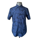 Fundamental Coast Men's Blue Westport Tropical Palm Print Shirt L Cotton EXC