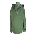 Human Women's Olive Green Hooded Windbreaker Parka L Half Zip Polyester VG