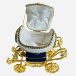 Princess Crystal Carriage Music Box Goose Eggshell Hand Painted Jewelry Trinket