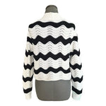 Zara Women's Black White Zigzag Funnel Neck Cropped Sweater S Mock Neck VG