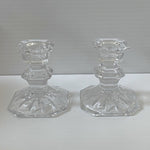 Mikasa Edinburgh Crystal Candlesticks Set of 2 Art Deco Slovenia 3" Taper Holder