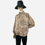 ALLYSON W WHITMORE GOLF Women's Cheetah Print Jacket Size L Windbreaker VG
