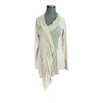 A'REVE Womens Asymmetrical Cardigan L Beige Lace Hook Front Open Duster Jacket