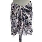 ARBER 100% Silk Gray Black Floral Sleeveless Top Skirt Suit Set Sz M Good Cond